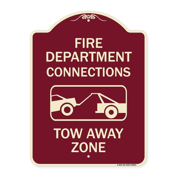 Signmission Fire Department Connection Tow Away Zone W/ Graphic Heavy-Gauge Alum Sign, 24" x 18", BU-1824-24024 A-DES-BU-1824-24024 - main